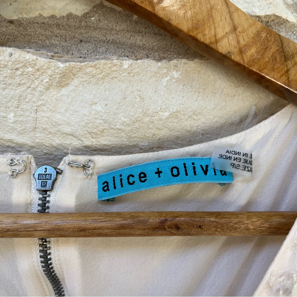 Alice + Olivia Sarita Sequin-Embellished Silk Crop Top Pink Small - Picture 4 of 7